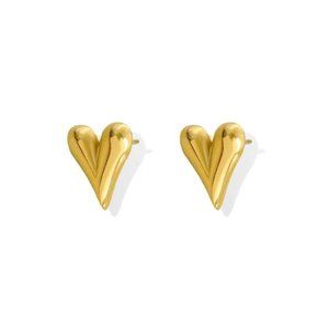 Sweet Heart Shape Stainless Steel Ear Studs In Gold